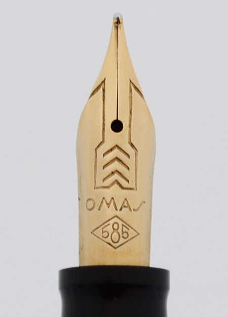 Omas 1930 Model Fountain Pen - Lady Size, Black, GP Trim, 14k